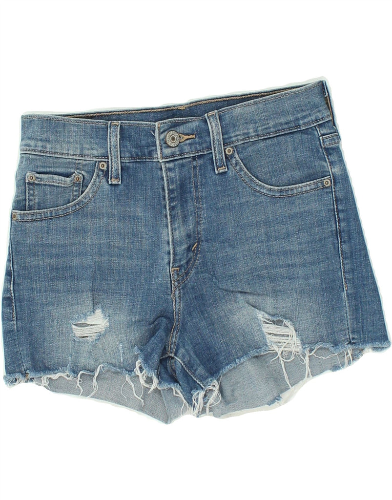 LEVI'S Girls Distressed Denim Shorts 9-10 Years W25 Blue Cotton | Vintage Levi's | Thrift | Second-Hand Levi's | Used Clothing | Messina Hembry 