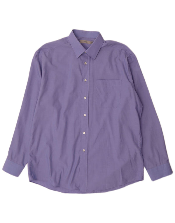 Marks & Spencer Mens Shirt Size 41 16 Large Blue Cotton Classic