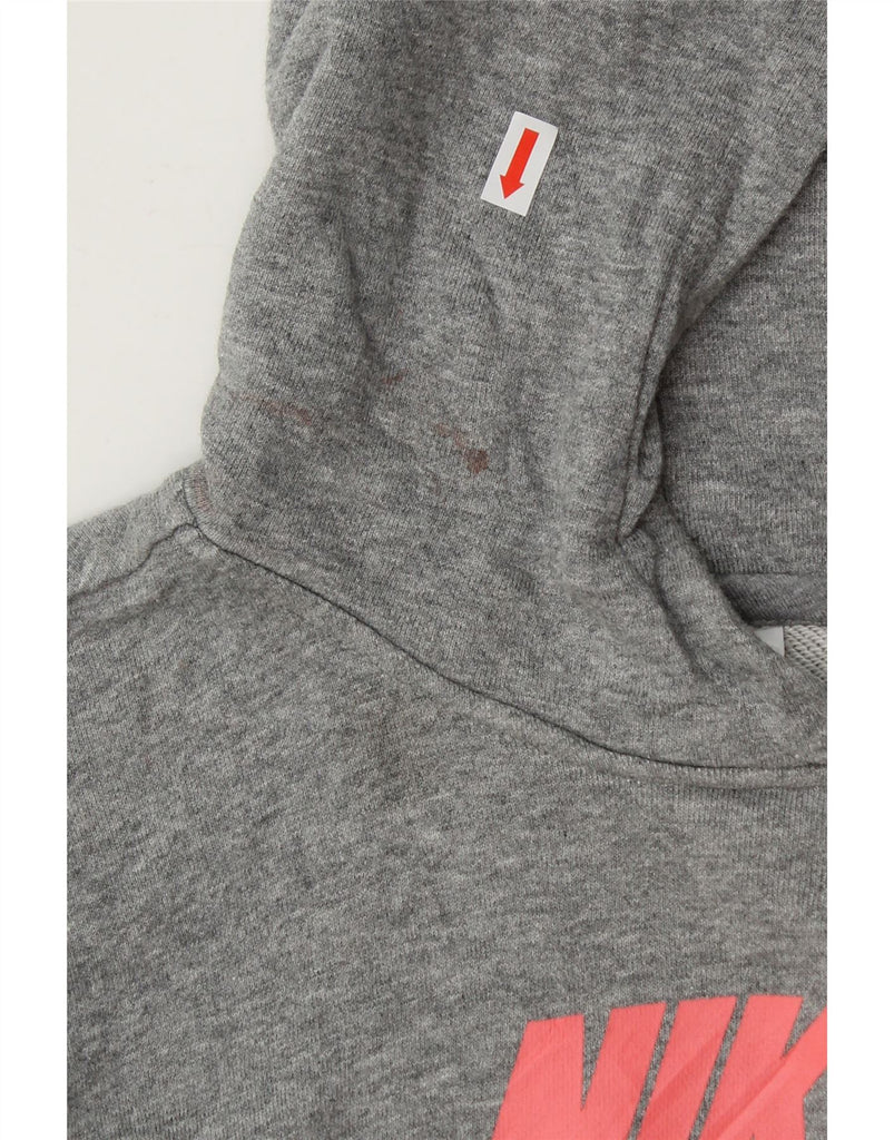 NIKE Girls Crop Graphic Hoodie Jumper 11-12 Years Grey Cotton Vintage Nike and Second-Hand Nike from Messina Hembry 