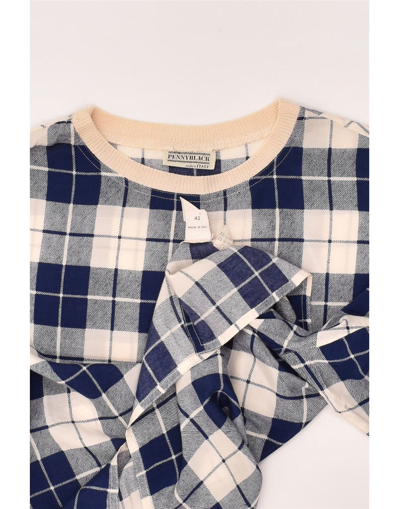 PENNY BLACK Womens Blouse Top IT 42 Medium Navy Blue Check Viscose | Vintage Penny Black | Thrift | Second-Hand Penny Black | Used Clothing | Messina Hembry 