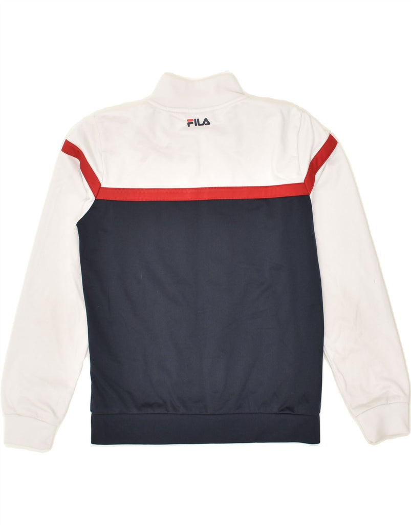 FILA Boys Tracksuit Top Jacket 11-12 Years Navy Blue Colourblock Polyester | Vintage Fila | Thrift | Second-Hand Fila | Used Clothing | Messina Hembry 