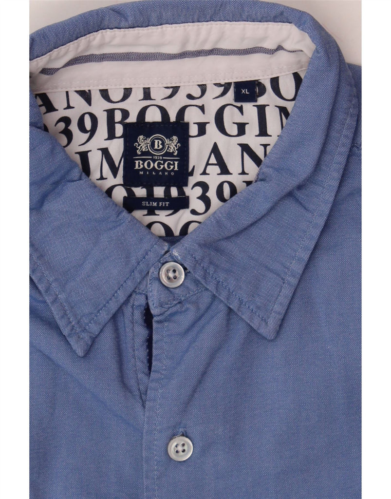 BOGGI Mens Milano Slim Fit Shirt XL Blue Cotton Vintage Boggi and Second-Hand Boggi from Messina Hembry 