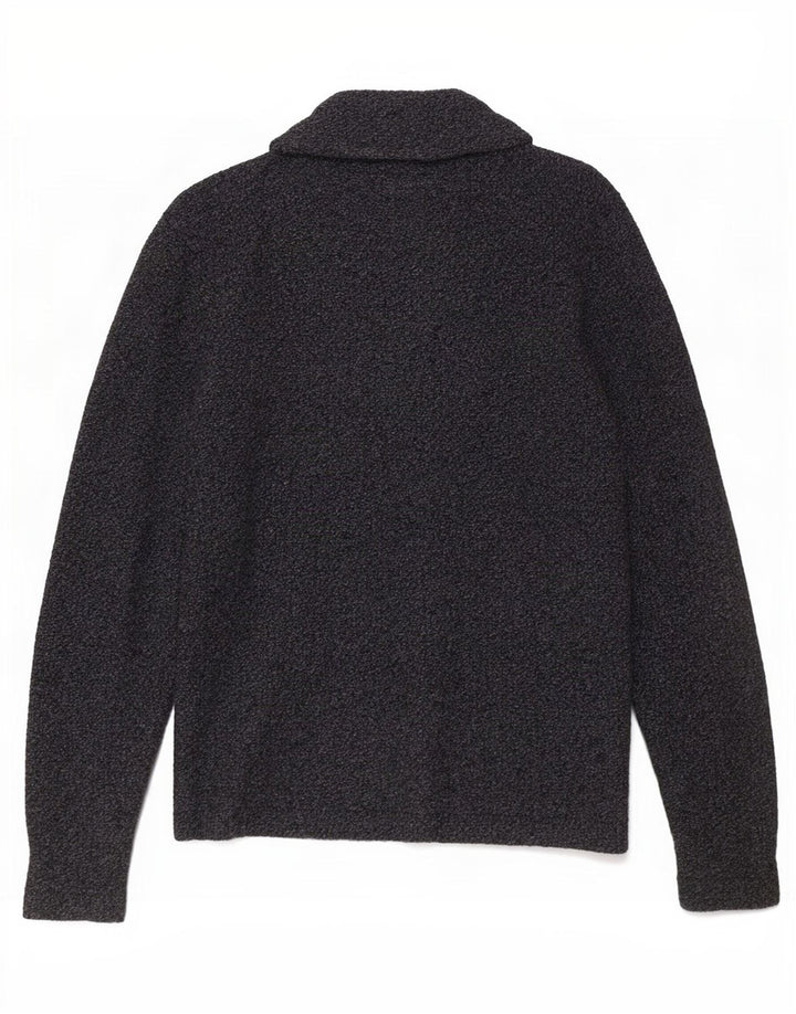 Massimo Dutti Mens Cardigan Sweater Medium Grey Flecked Wool