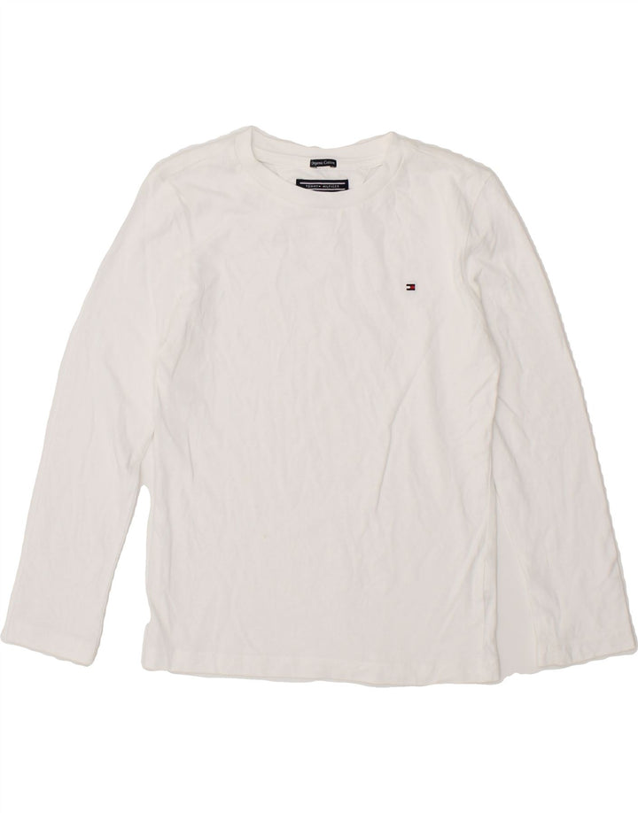 TOMMY HILFIGER Girls Top Long Sleeve 7-8 Years White Cotton Vintage Tommy Hilfiger and Second-Hand Tommy Hilfiger from Messina Hembry 
