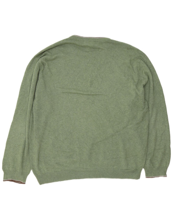 Chaps Mens Regular Fit Crew Neck Jumper Sweater 2XL Green Cotton