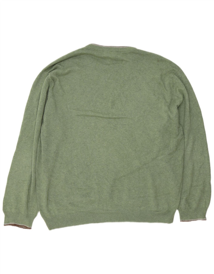 Chaps Mens Regular Fit Crew Neck Jumper Sweater 2XL Green Cotton