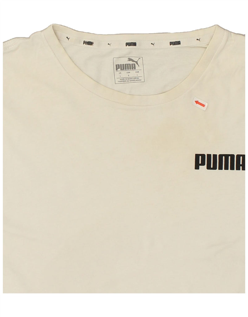 PUMA Mens T-Shirt Top Large Off White Cotton | Vintage Puma | Thrift | Second-Hand Puma | Used Clothing | Messina Hembry 