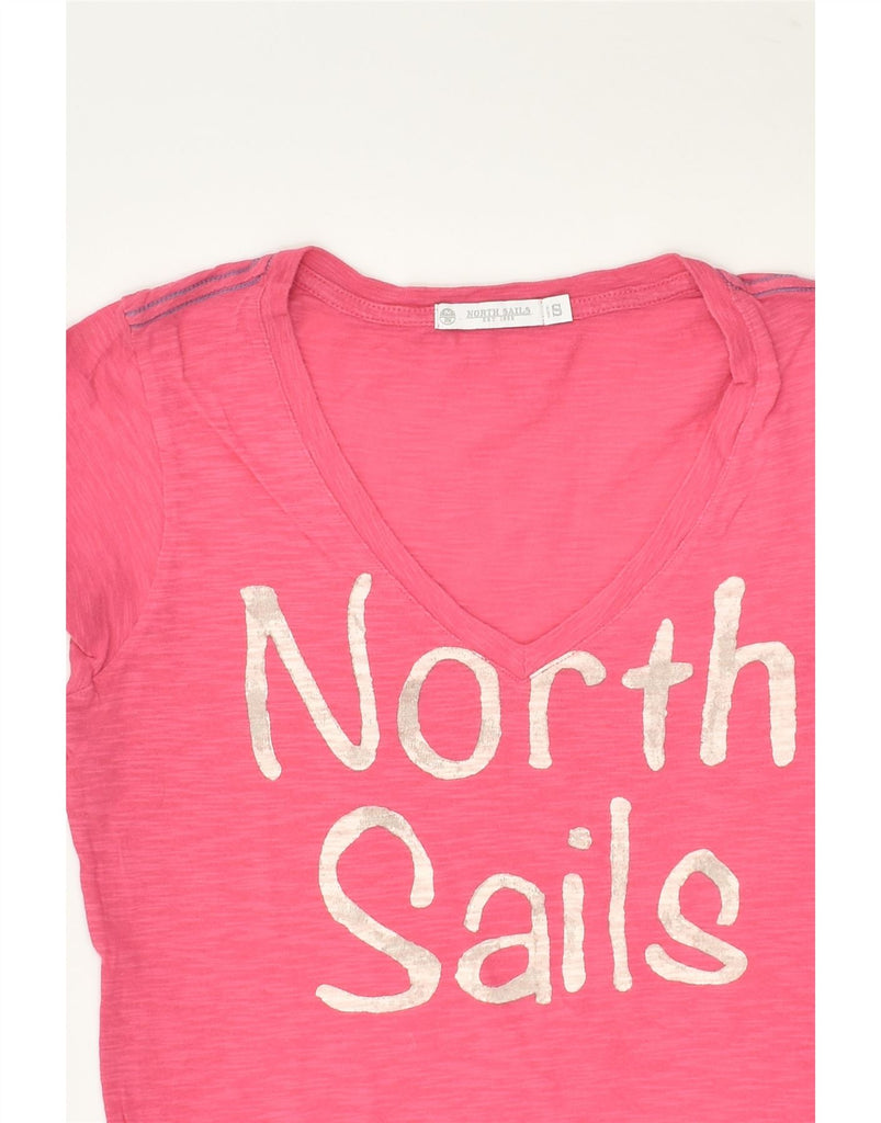 NORTH SAILS Womens Graphic T-Shirt Top UK 10 Small Pink Cotton | Vintage North Sails | Thrift | Second-Hand North Sails | Used Clothing | Messina Hembry 