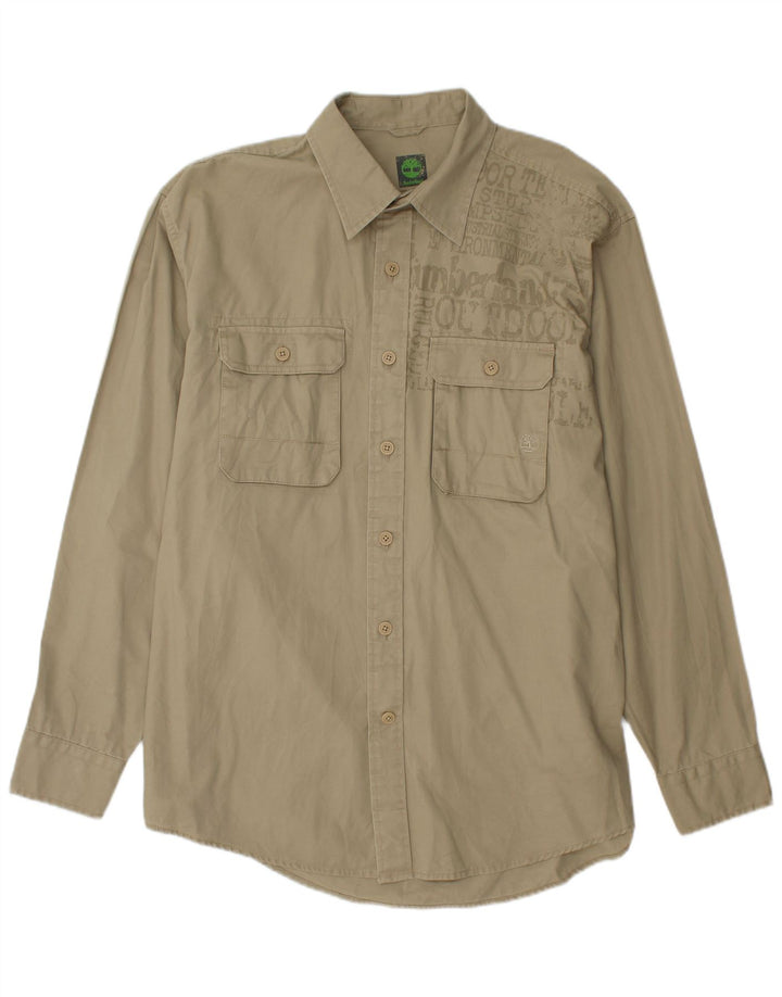 TIMBERLAND Mens Graphic Shirt Large Khaki Cotton