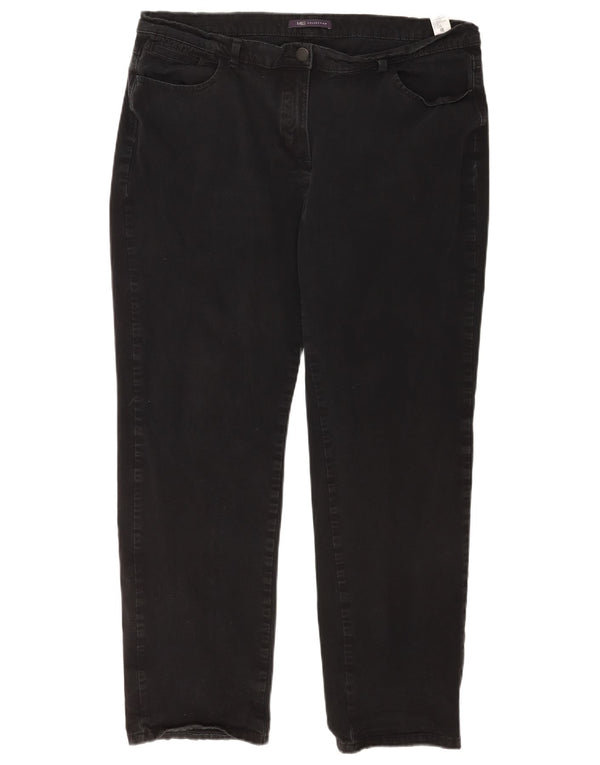 Marks & Spencer Womens Straight Jeans UK 18 XL W36 L28 Black Cotton