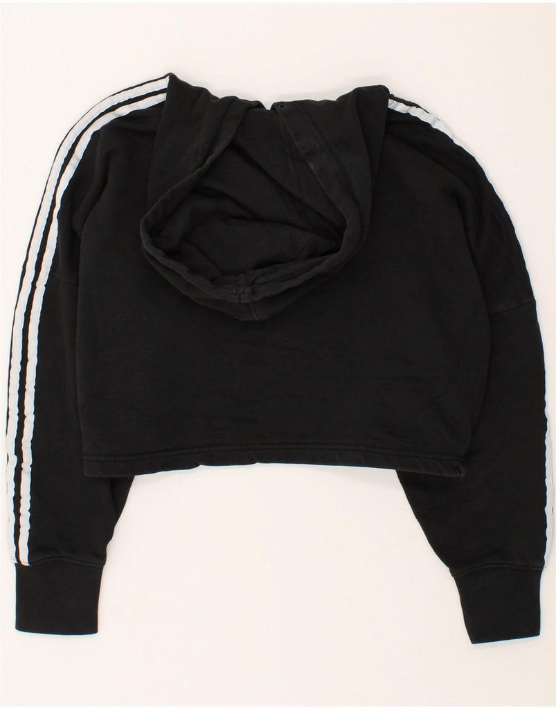 ADIDAS Womens Oversized Crop Hoodie Jumper UK 12 Medium Black | Vintage Adidas | Thrift | Second-Hand Adidas | Used Clothing | Messina Hembry 