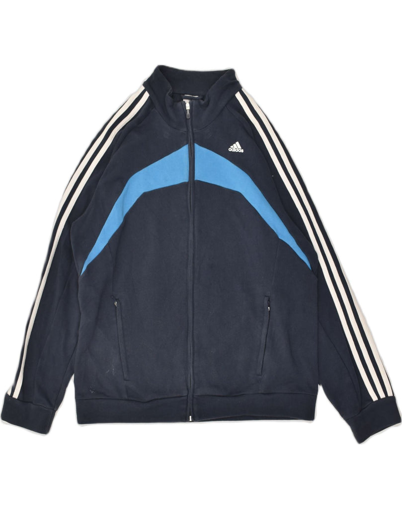 ADIDAS Mens Tracksuit Top Jacket Large Navy Blue Cotton | Vintage Adidas | Thrift | Second-Hand Adidas | Used Clothing | Messina Hembry 