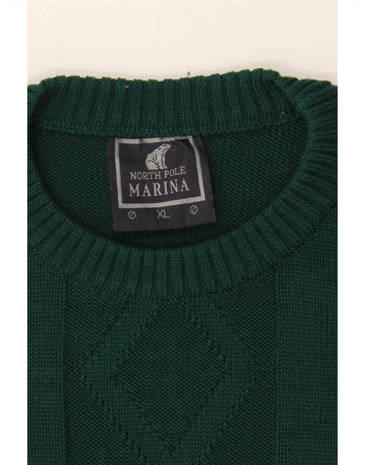 NORTH POLE Mens Crew Neck Jumper Sweater XL Green Argyle/Diamond Vintage North Pole and Second-Hand North Pole from Messina Hembry 