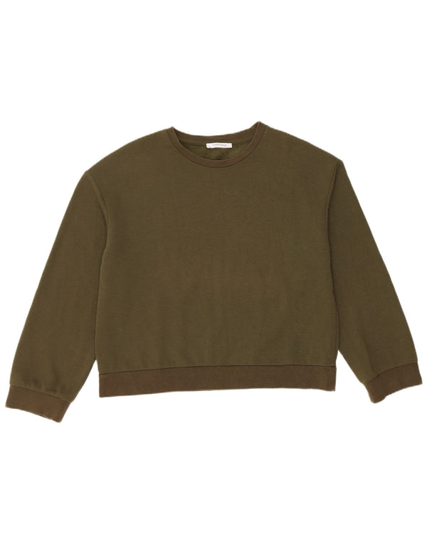 Zara Womens Oversized Sweatshirt Jumper UK 10 Small Khaki Cotton