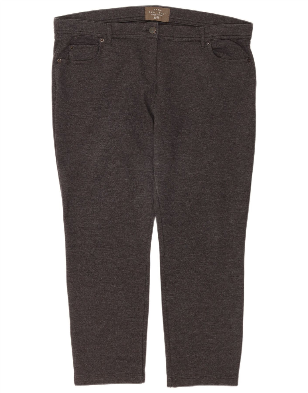 ZARA Womens Straight Cropped Trousers XL W32 L25 Grey