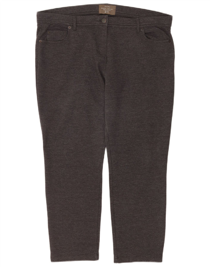 ZARA Womens Straight Cropped Trousers XL W32 L25 Grey