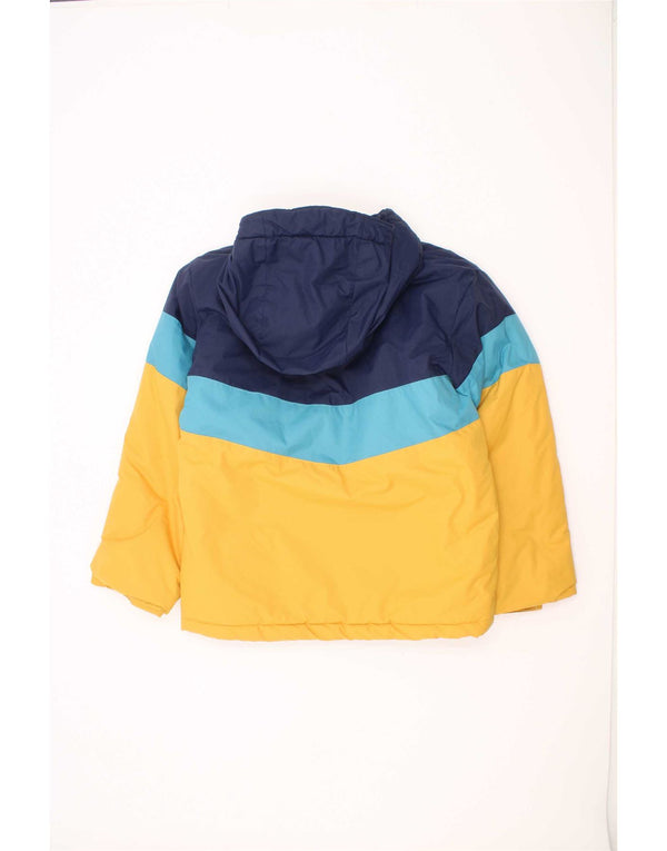 Columbia Boys Hooded Padded Jacket 7-8 Years Small Yellow Colourblock Nylon