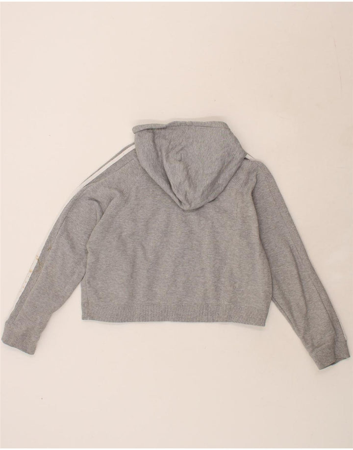 ADIDAS Womens Oversized Graphic Crop Hoodie Jumper UK 14 Medium Grey Vintage Adidas and Second-Hand Adidas from Messina Hembry 