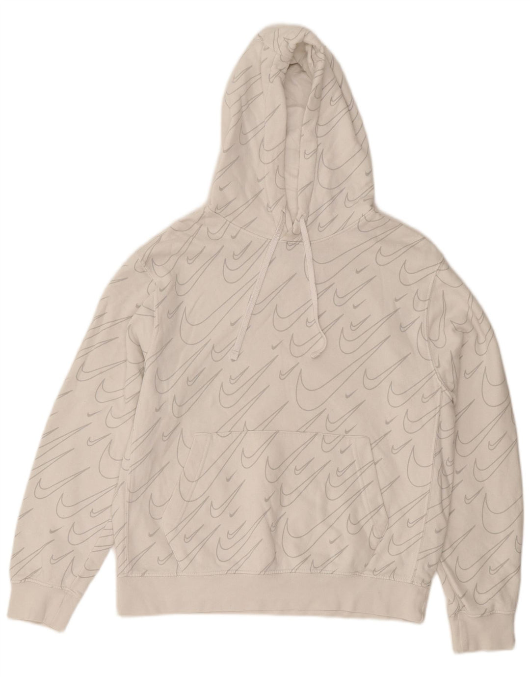 Nike Mens Graphic Hoodie Jumper Medium Off White Cotton