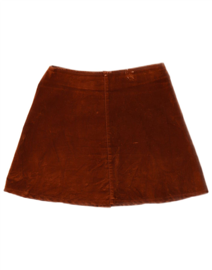 Vintage Womens Velour Mini Skirt W24 XS Brown Polyamide