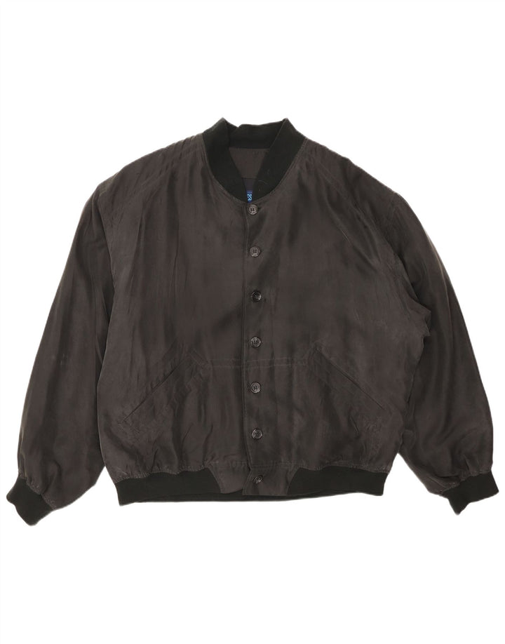 VINTAGE Mens Bomber Jacket UK 40 Large Grey Silk