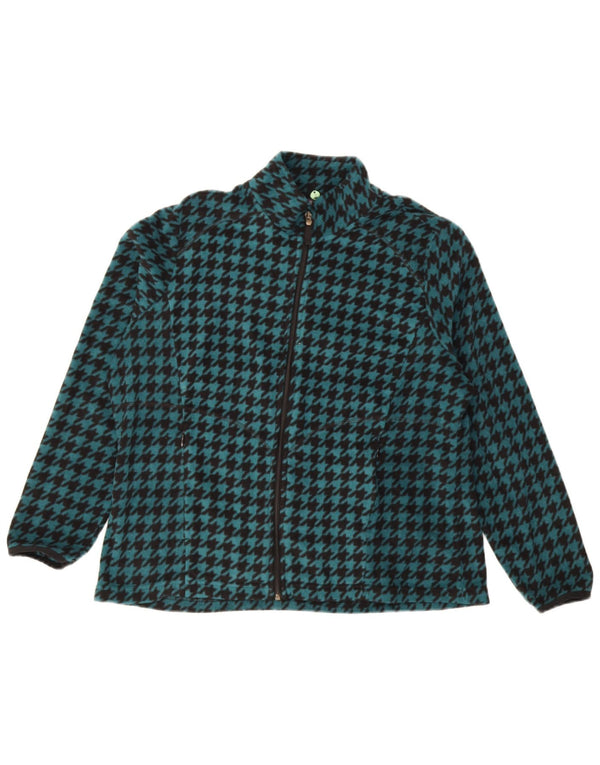 Marks & Spencer Womens Fleece Jacket UK 18 XL Turquoise Houndstooth