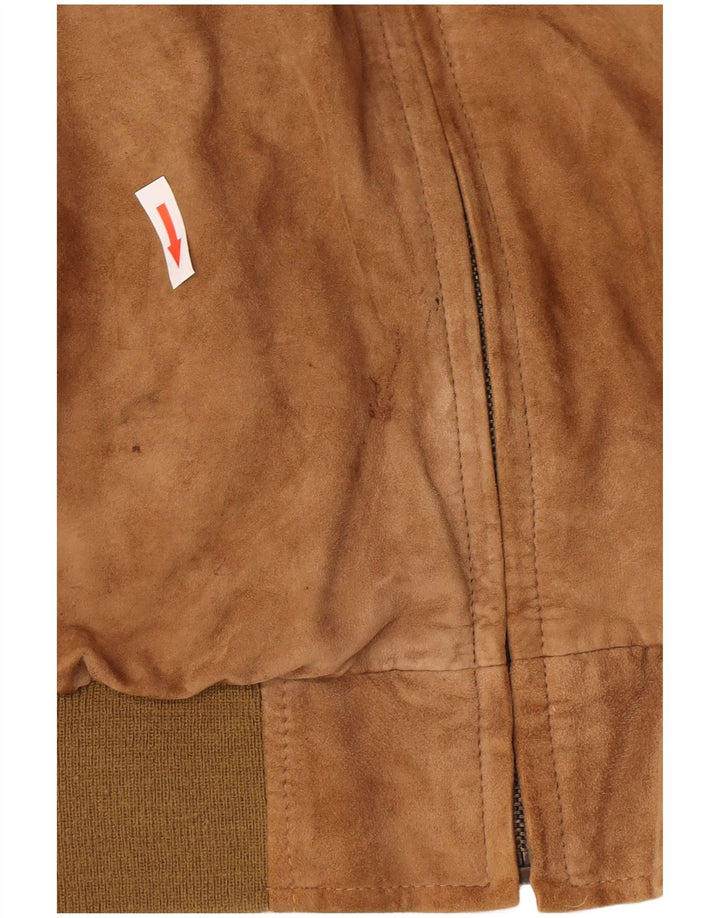 Vintage Mens Bomber Suede Jacket UK 44 2XL Brown Leather