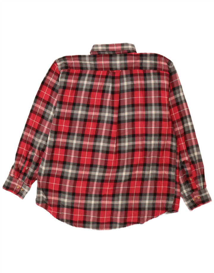 IZOD Mens Flannel Shirt XL Red Check Cotton