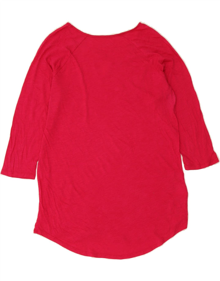 EDDIE BAUER Womens Graphic Top 3/4 Sleeve UK 16 Large Red Cotton Vintage Eddie Bauer and Second-Hand Eddie Bauer from Messina Hembry 