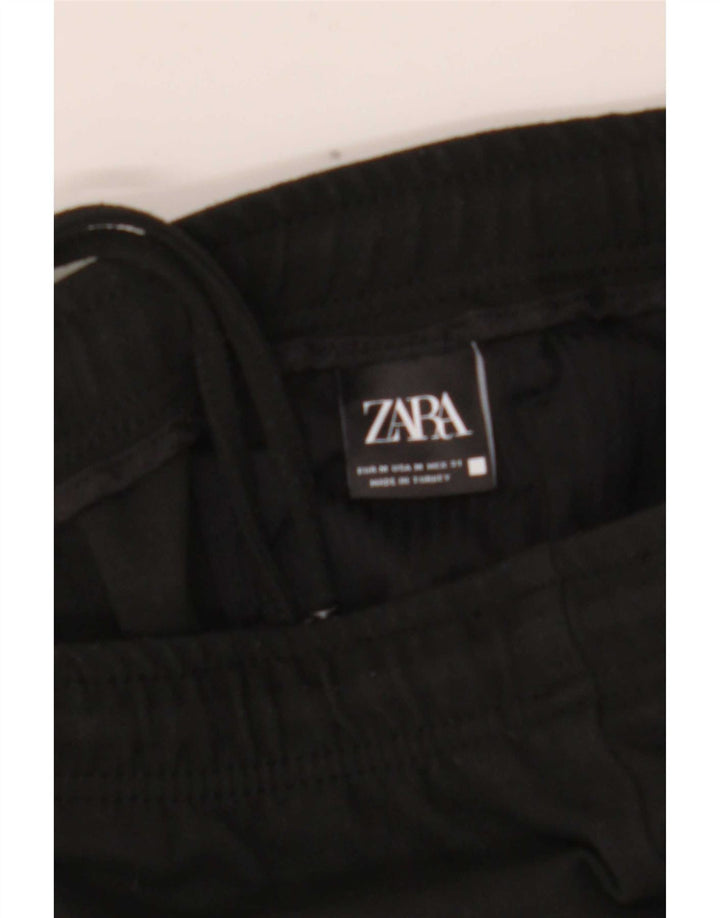 Zara Mens Slim Cropped Trousers Medium W32 L26 Black Polyester