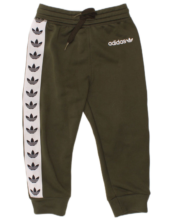 Adidas Baby Boys Graphic Tracksuit Trousers 18-24 Months Khaki Colourblock