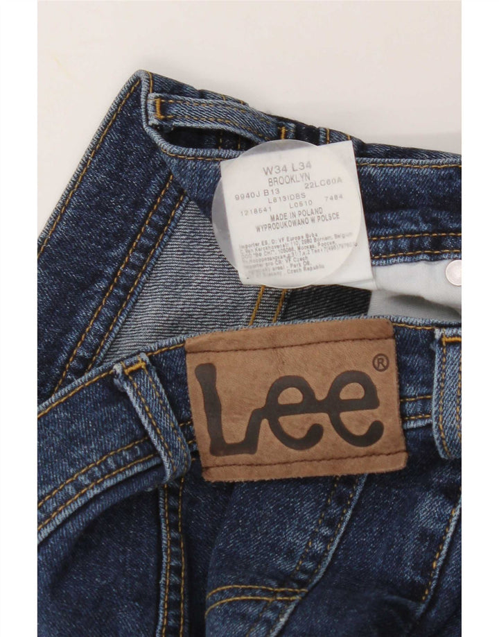 Lee Mens Brooklyn Straight Jeans W34 L30 Navy Blue Cotton