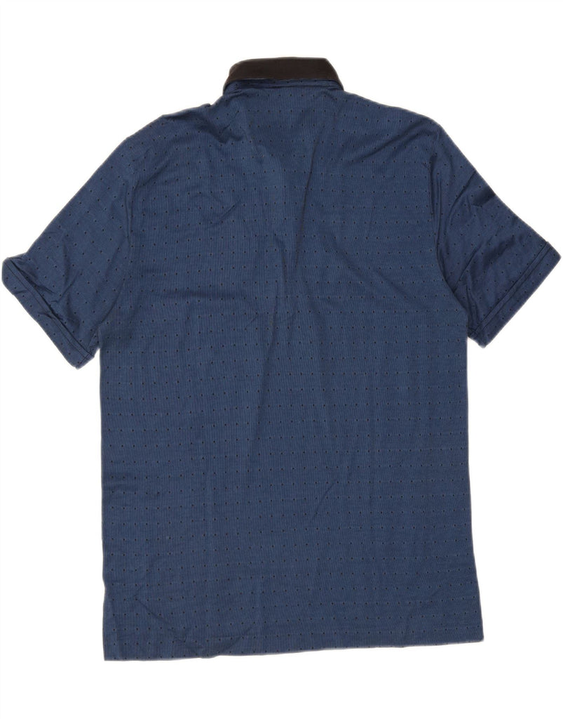 ENNIO MURACCHINI Mens Polo Shirt Medium Navy Blue Spotted Cotton Vintage Ennio Muracchini and Second-Hand Ennio Muracchini from Messina Hembry 