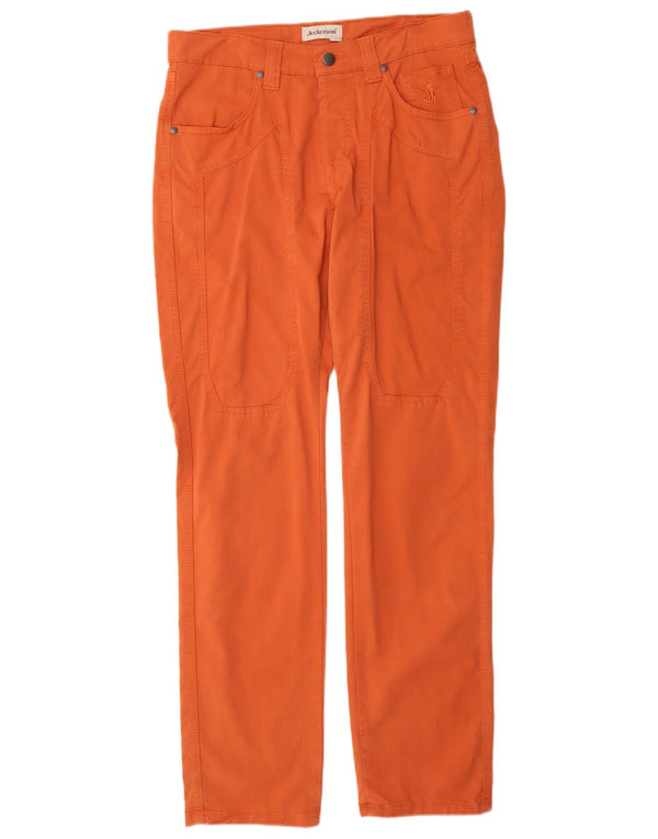 Jeckerson Womens Slim Casual Trousers W32 L32 Orange Cotton