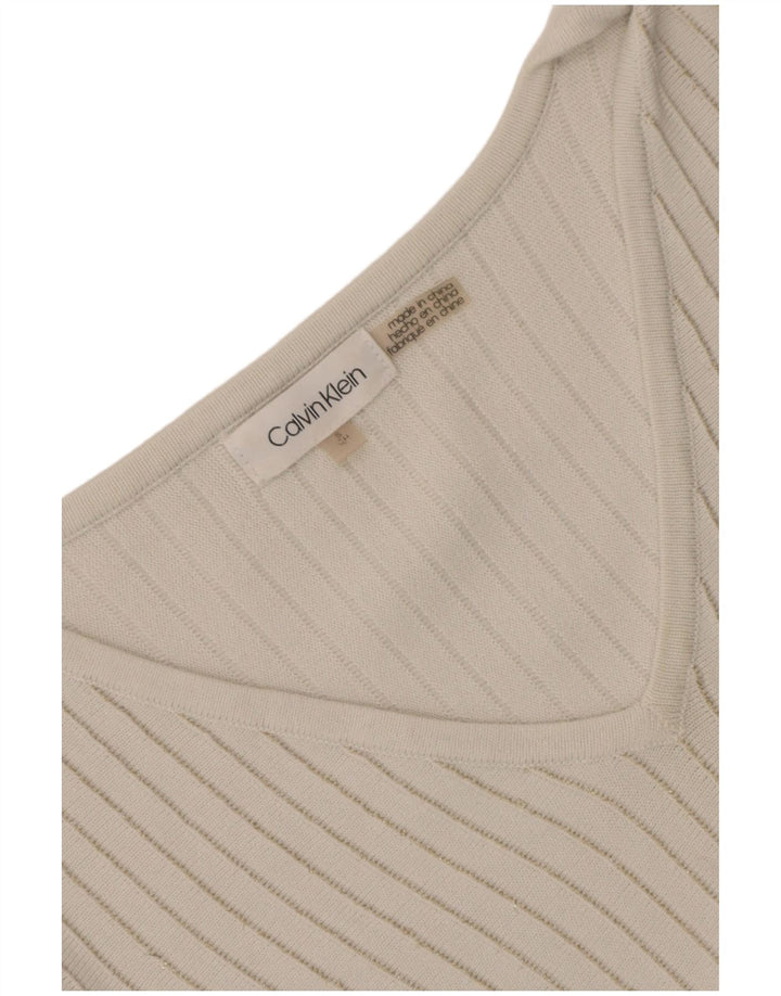 Calvin Klein Womens T-Shirt Top UK 10 Small White Striped