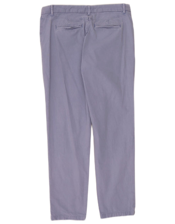 Marks & Spencer Womens Slim Chino Trousers UK 12 Medium W32 L28 Blue Cotton