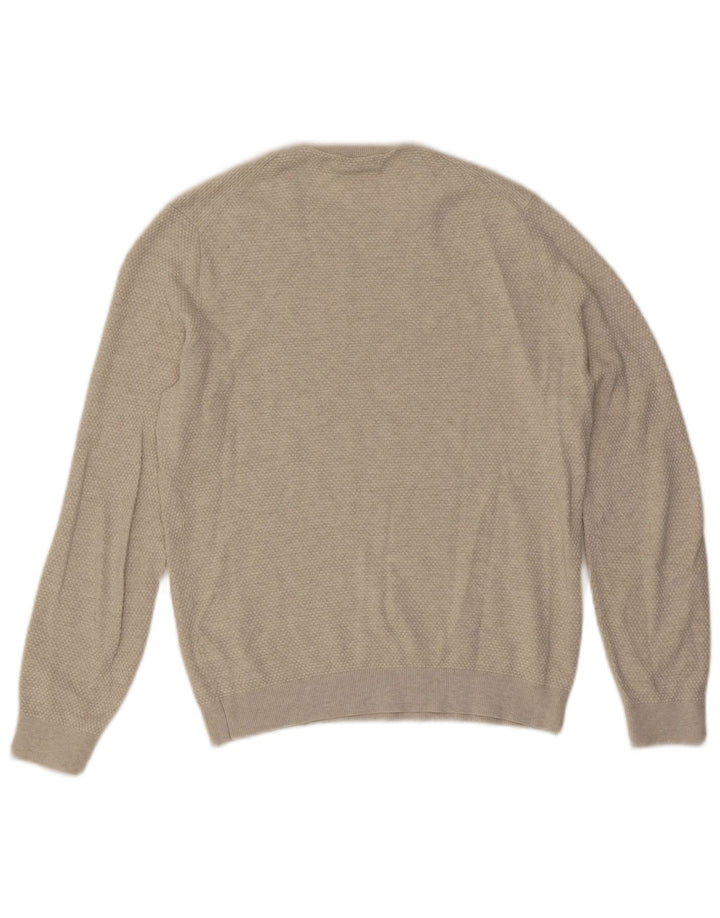 Massimo Dutti Mens Crew Neck Jumper Sweater Medium Beige Cotton