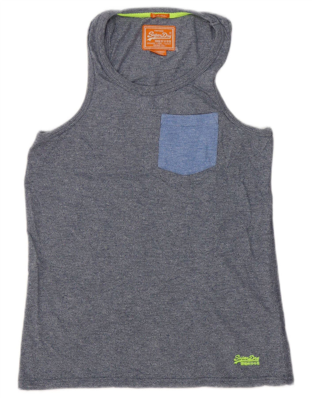 Superdry Mens Vest Top Small Navy Blue Flecked Cotton