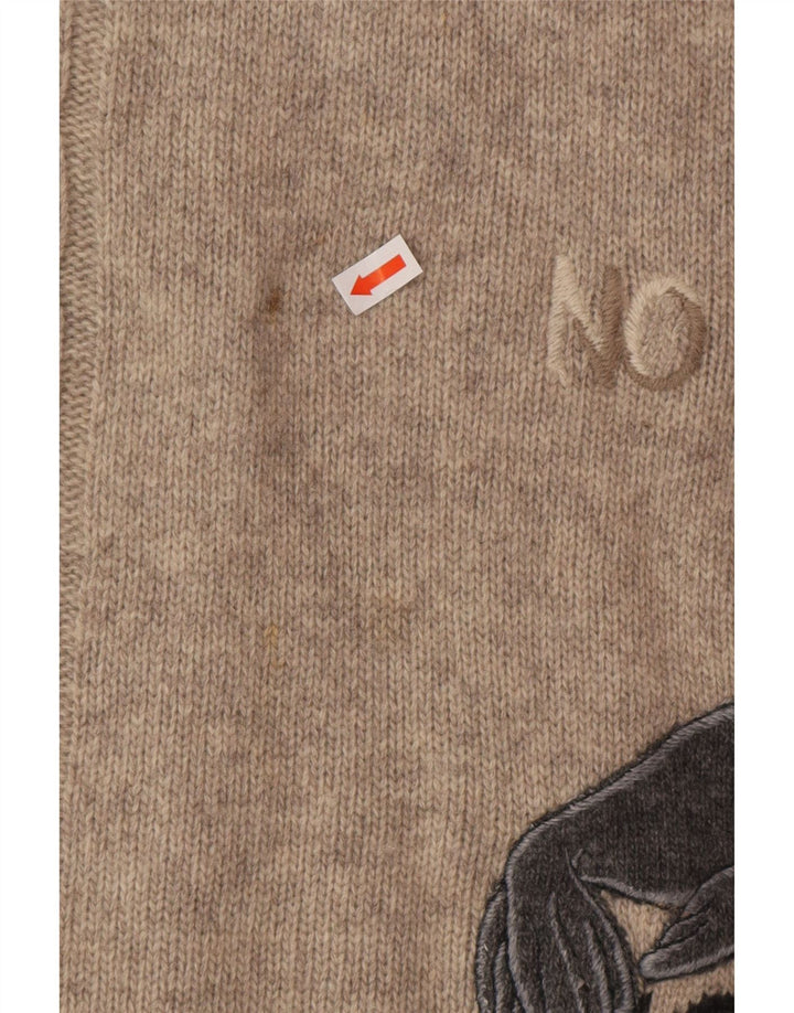 ICEBERG Mens Graphic Crew Neck Jumper Sweater Medium Beige Animals