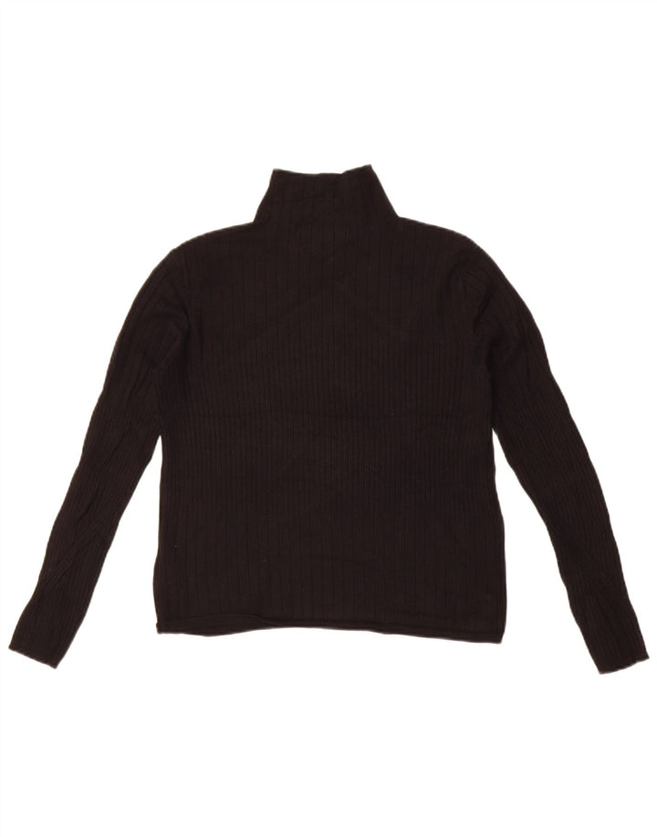 Marks & Spencer Womens Crop Turtle Neck Jumper Sweater UK 12 Medium Black