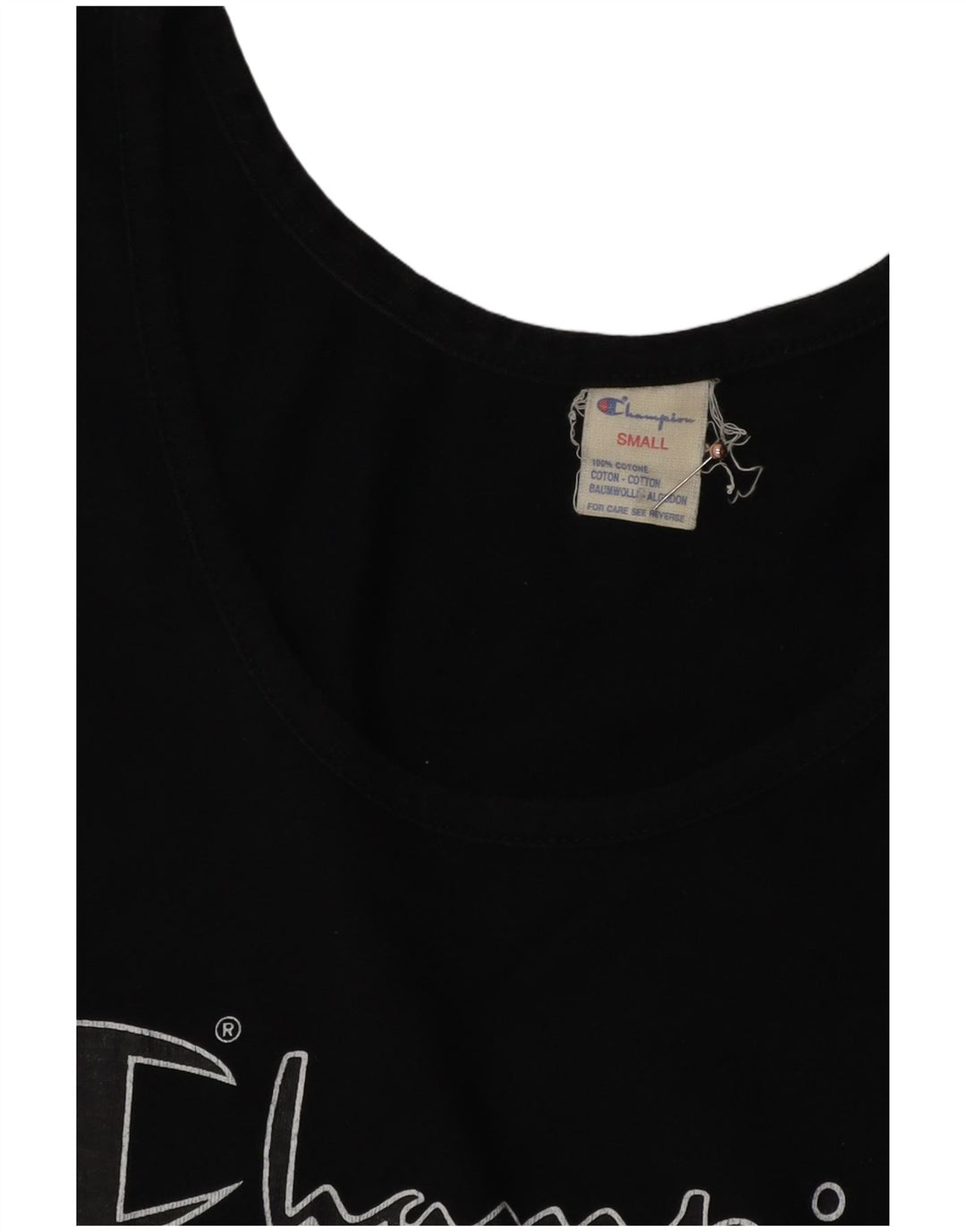 CHAMPION Womens Graphic Vest Top UK 10 Small Black Cotton