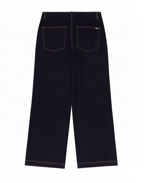Massimo Dutti Womens Wide Leg Jeans EU 40 Medium W30 L30 Navy Blue Cotton