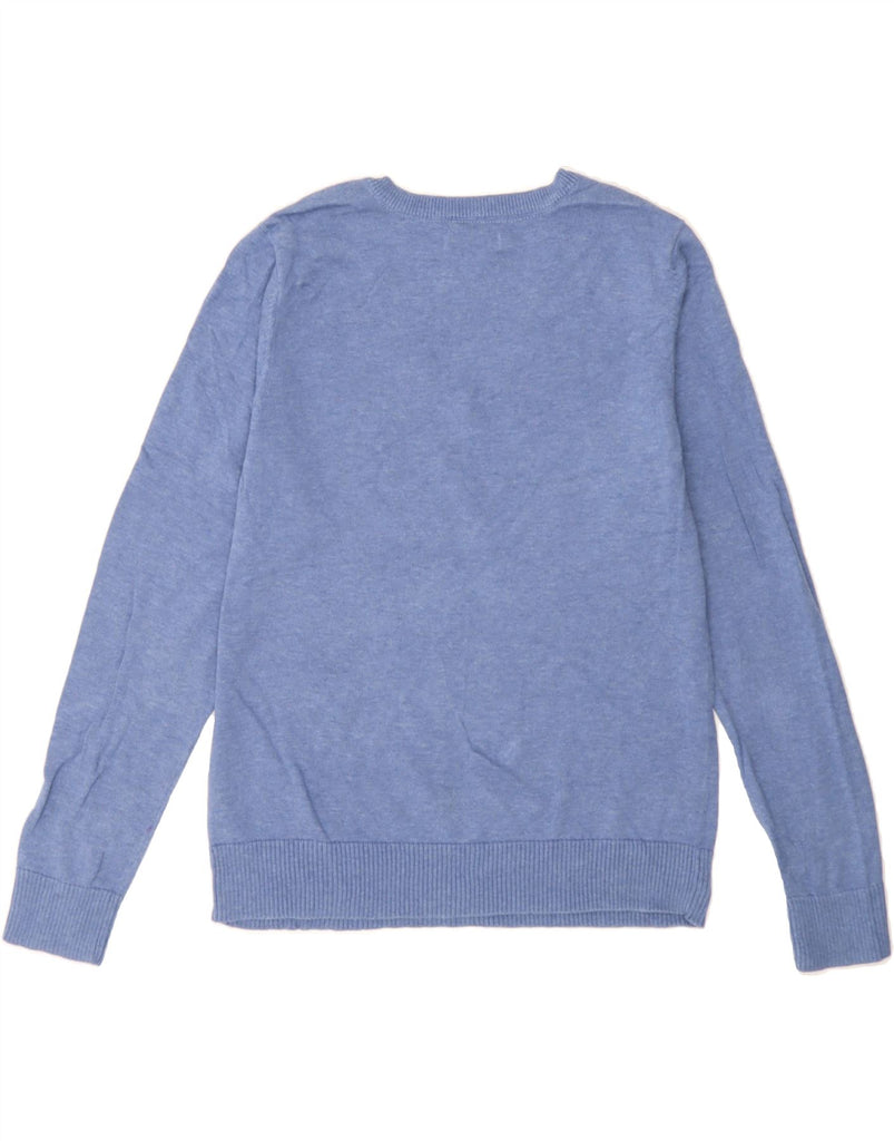 IZOD Womens V-Neck Jumper Sweater UK 14 Large Blue Argyle/Diamond Cotton Vintage Izod and Second-Hand Izod from Messina Hembry 