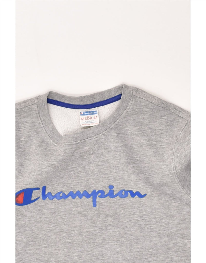 CHAMPION Mens Graphic Sweatshirt Jumper Medium Grey Cotton | Vintage Champion | Thrift | Second-Hand Champion | Used Clothing | Messina Hembry 