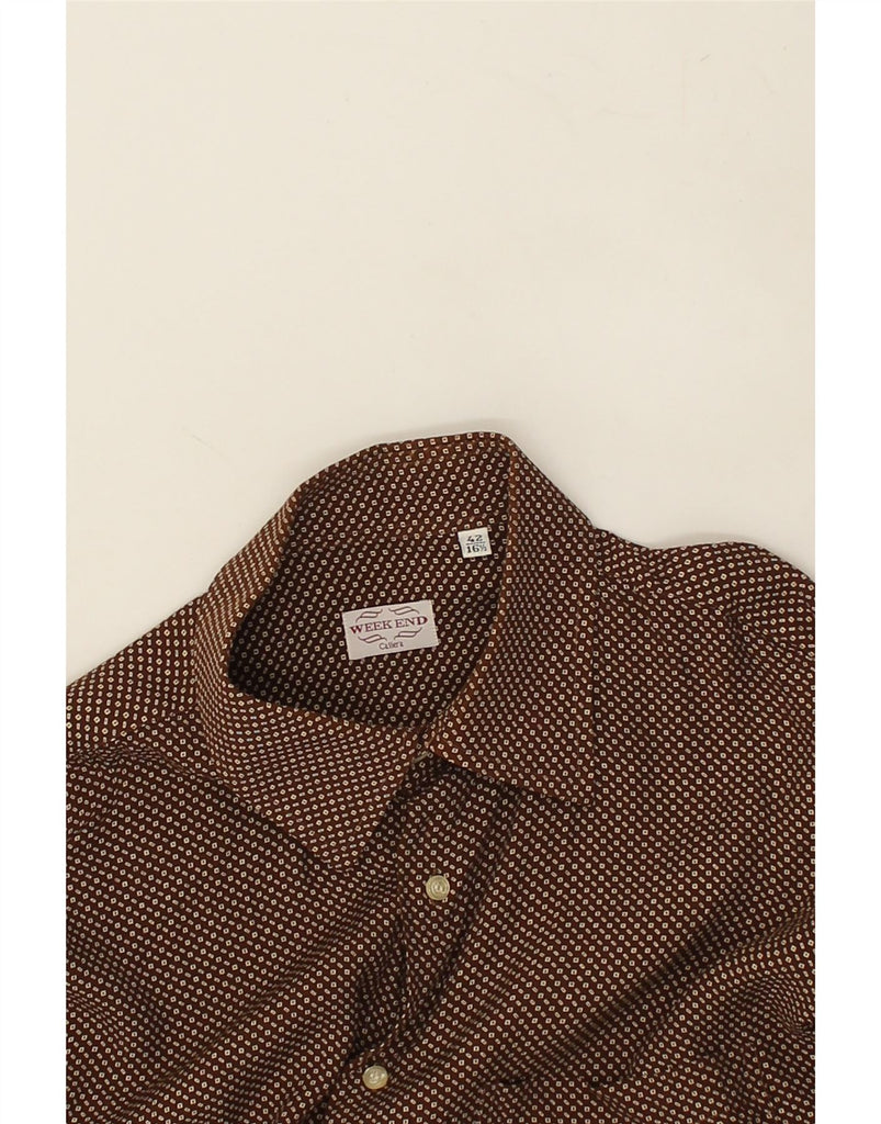 WEEKEND Mens Shirt Size 16 1/2 42 Large Brown Geometric | Vintage Weekend | Thrift | Second-Hand Weekend | Used Clothing | Messina Hembry 