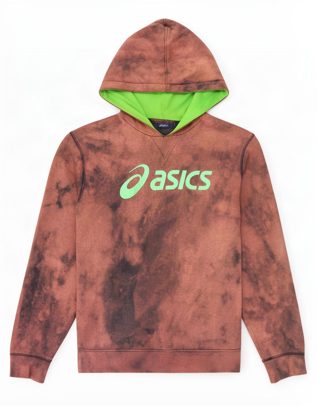Asics Mens Graphic Hoodie Jumper Medium Brown Tie Dye
