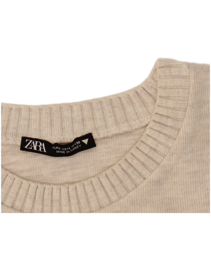 Zara Womens Crew Neck Jumper Sweater UK 16 Large Beige