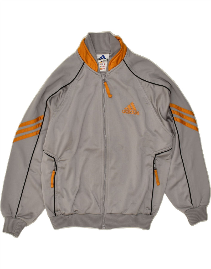 ADIDAS Boys Graphic Tracksuit Top Jacket 11-12 Years Grey Polyester | Vintage Adidas | Thrift | Second-Hand Adidas | Used Clothing | Messina Hembry 