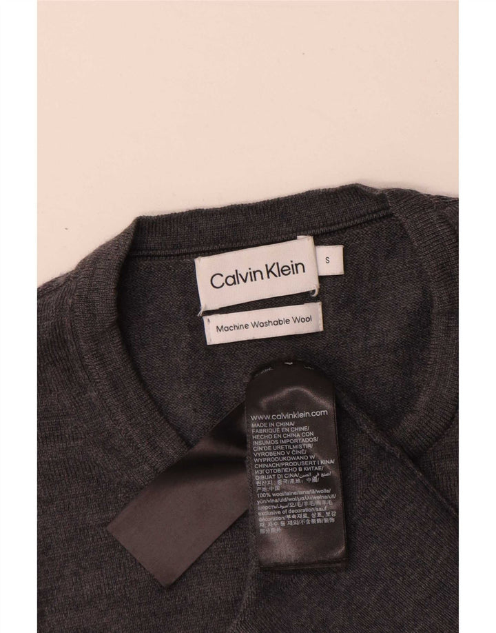 Calvin Klein Mens Crew Neck Jumper Sweater Small Grey Wool