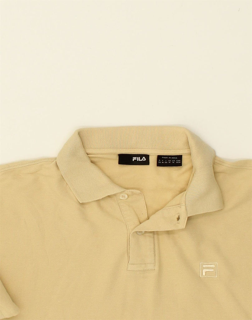 FILA Mens Polo Shirt Medium Beige Cotton | Vintage Fila | Thrift | Second-Hand Fila | Used Clothing | Messina Hembry 